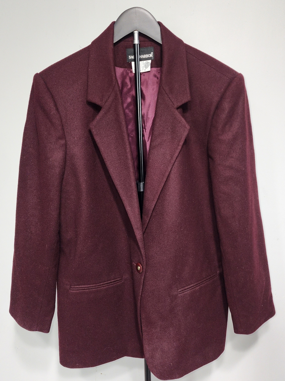 Sag Harbor Vintage Women's Wool Maroon Single-Button Blazer Size 14